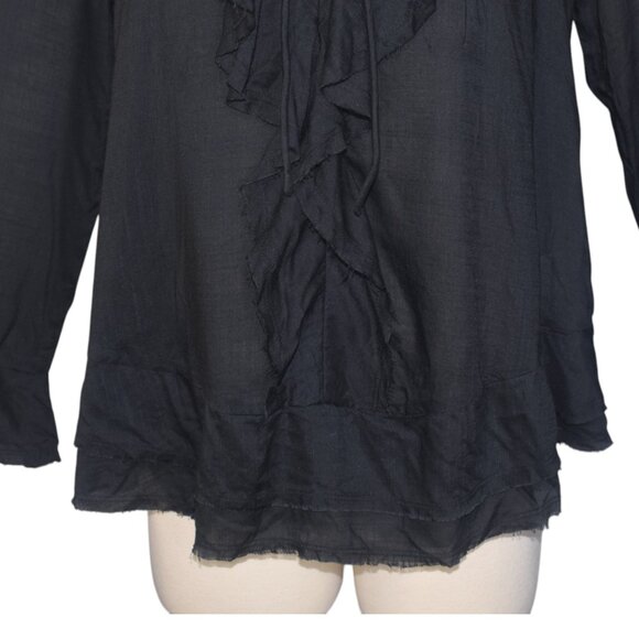 IRO Finley Lace up Front Poet Ruffle Boho Black Blouse 34 XS - Picture 4 of 10